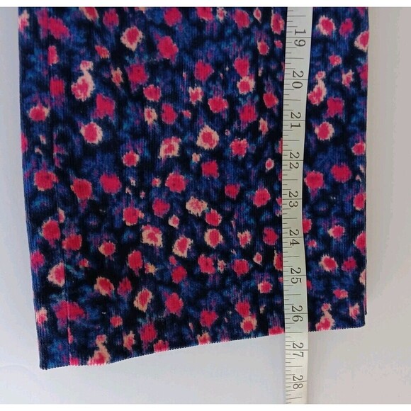J. Crew Women's Size 8 Straight Leg Navy/Pink Floral Corduroy Trousers - Picture 8 of 12